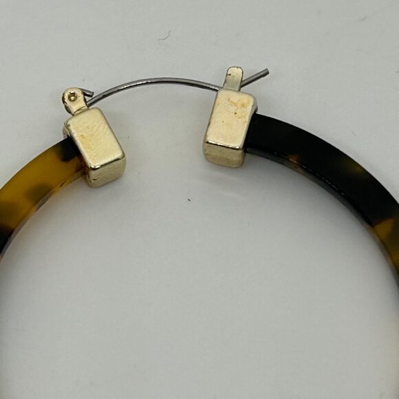 Faux Tortoise Acrylic Hoop Earrings With Silver-Tone Accents Statement 2 inches - Picture 10 of 15